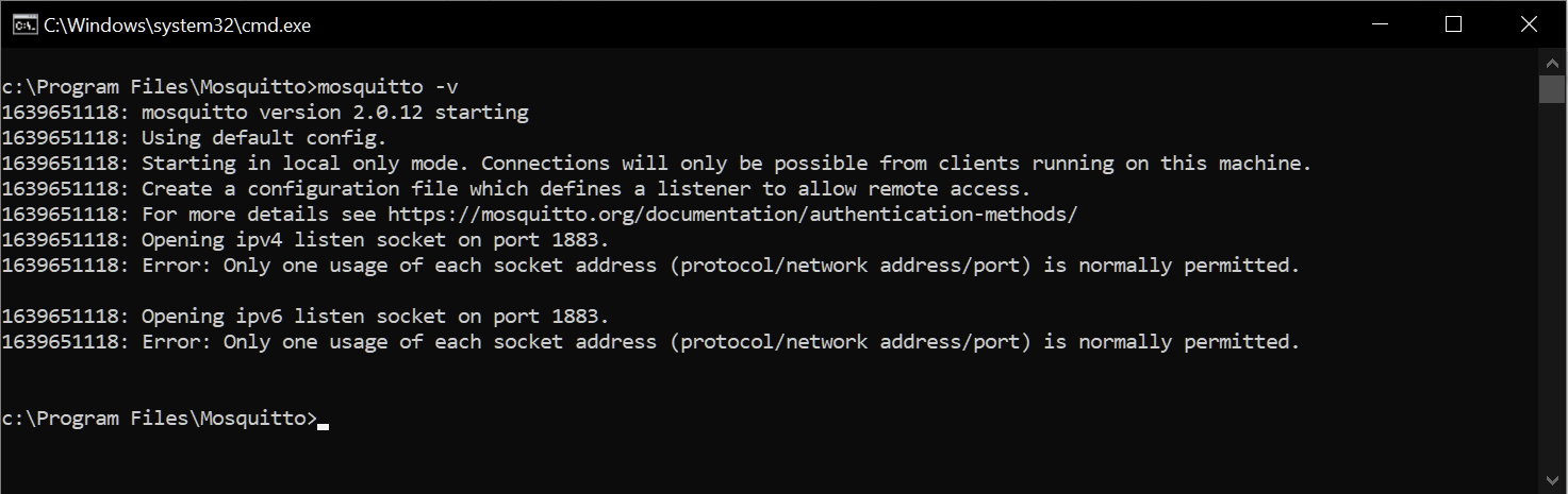 MQTT port use error